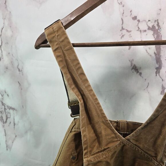 Carhartt Overalls Men 44 X 30 Bib Brown Duck Canvas Carpenter Straight R01 Vtg - Picture 9 of 12